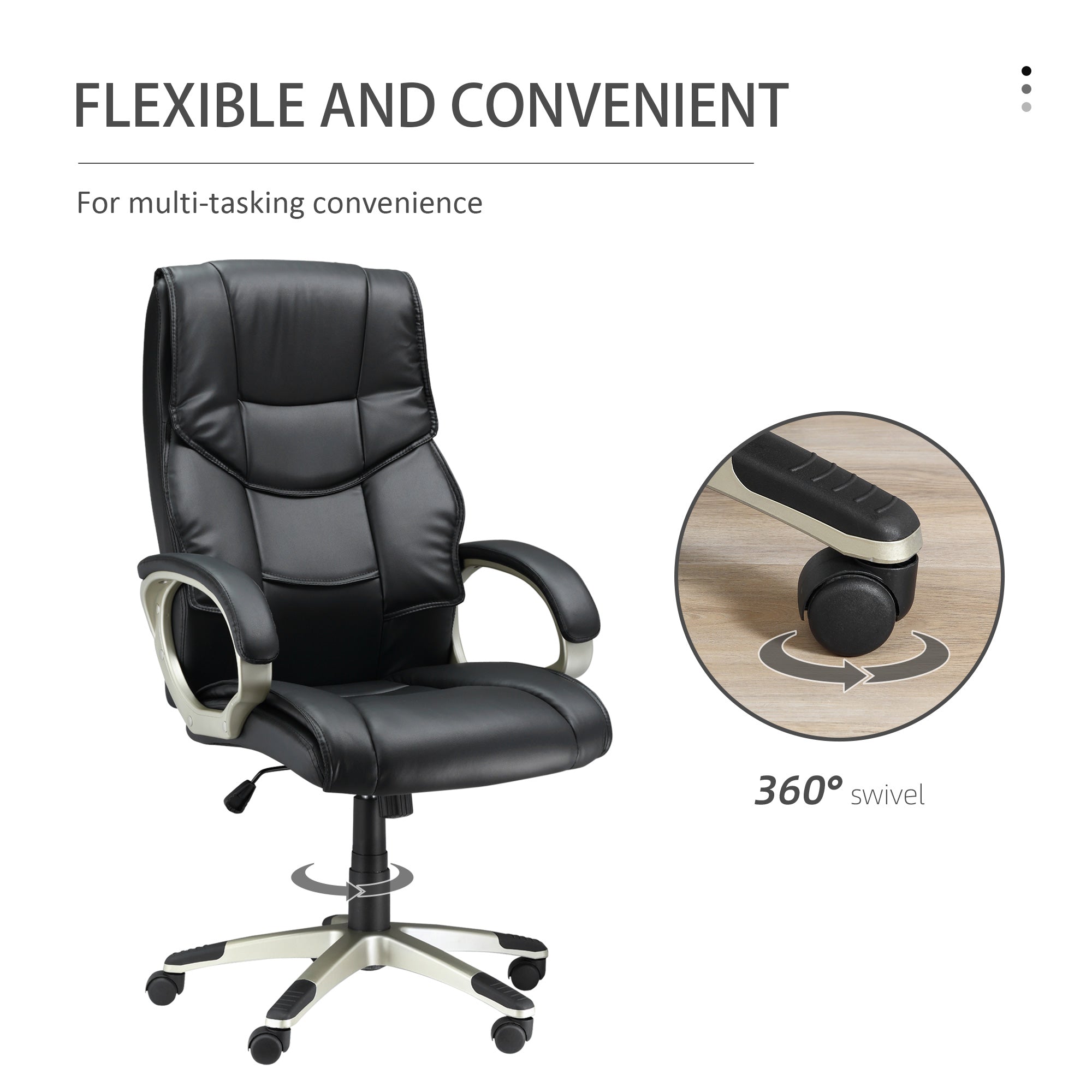 HOMCOM Home Office Chair High Back Computer Desk Chair with Faux Leather Adjustable Height Rocking Function Black - anydaydirect