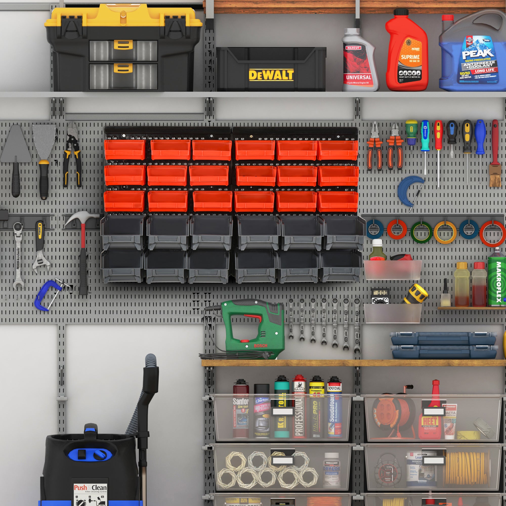 DURHAND 30 Cubbie On-Wall Storage Board Tool Screw Organiser Garage Workshop DIY Container w/ Screw Kit Tool Equipment Tidy - anydaydirect