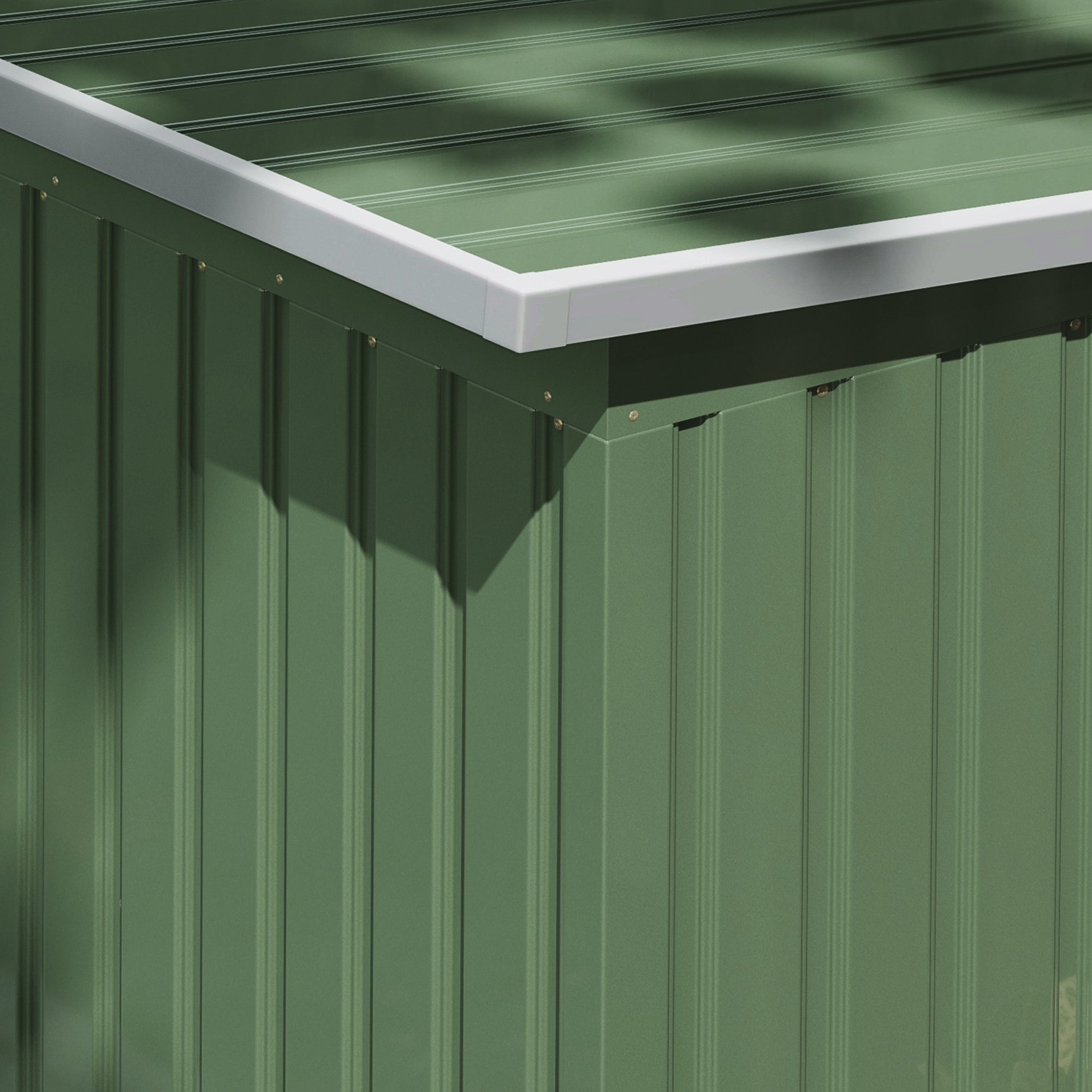 Outsunny 9 x 4.5 ft Pent Roof Metal Garden Storage Shed Corrugated Steel Tool Box with Foundation Ventilation & Doors, Light Green - anydaydirect