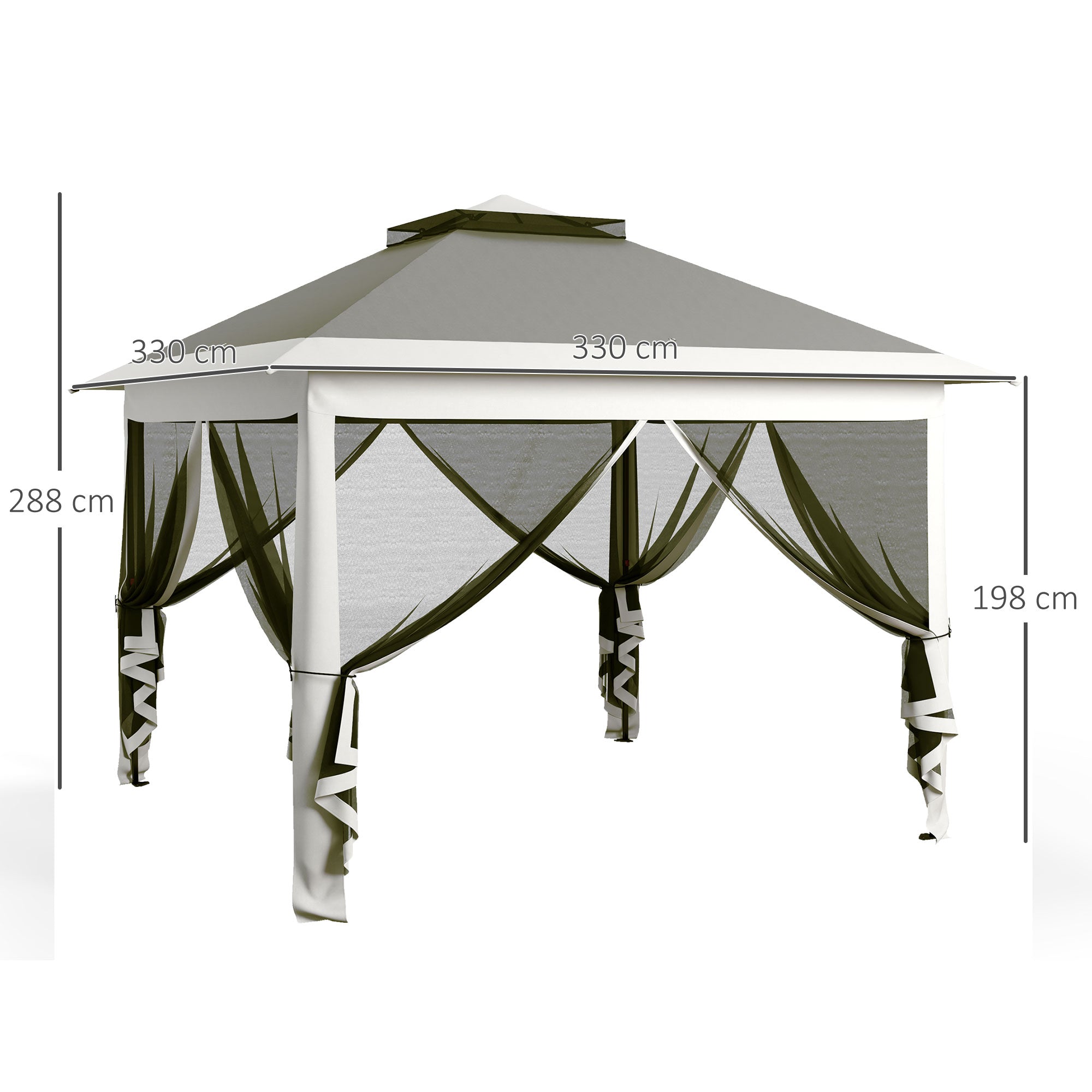 Outsunny Pop Up Canopy Tent with Double Roof, Zipped Mesh Sidewalls, Carrying Bag, Height Adjustable for Patio Garden, Dark Grey - anydaydirect