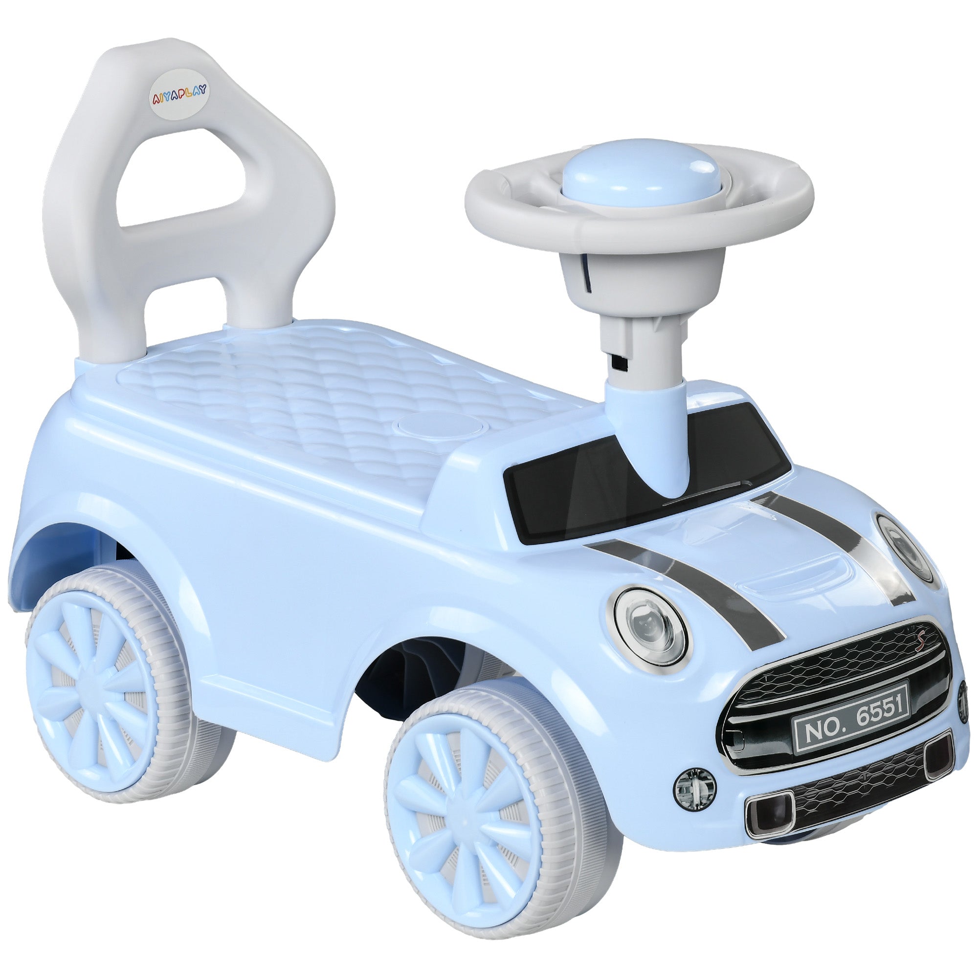 AIYAPLAY Foot To Floor Ride On Car Sliding Car w/ Air Horn, Anti-Over-Backwards, 18 to 36 Months - Light Blue - anydaydirect
