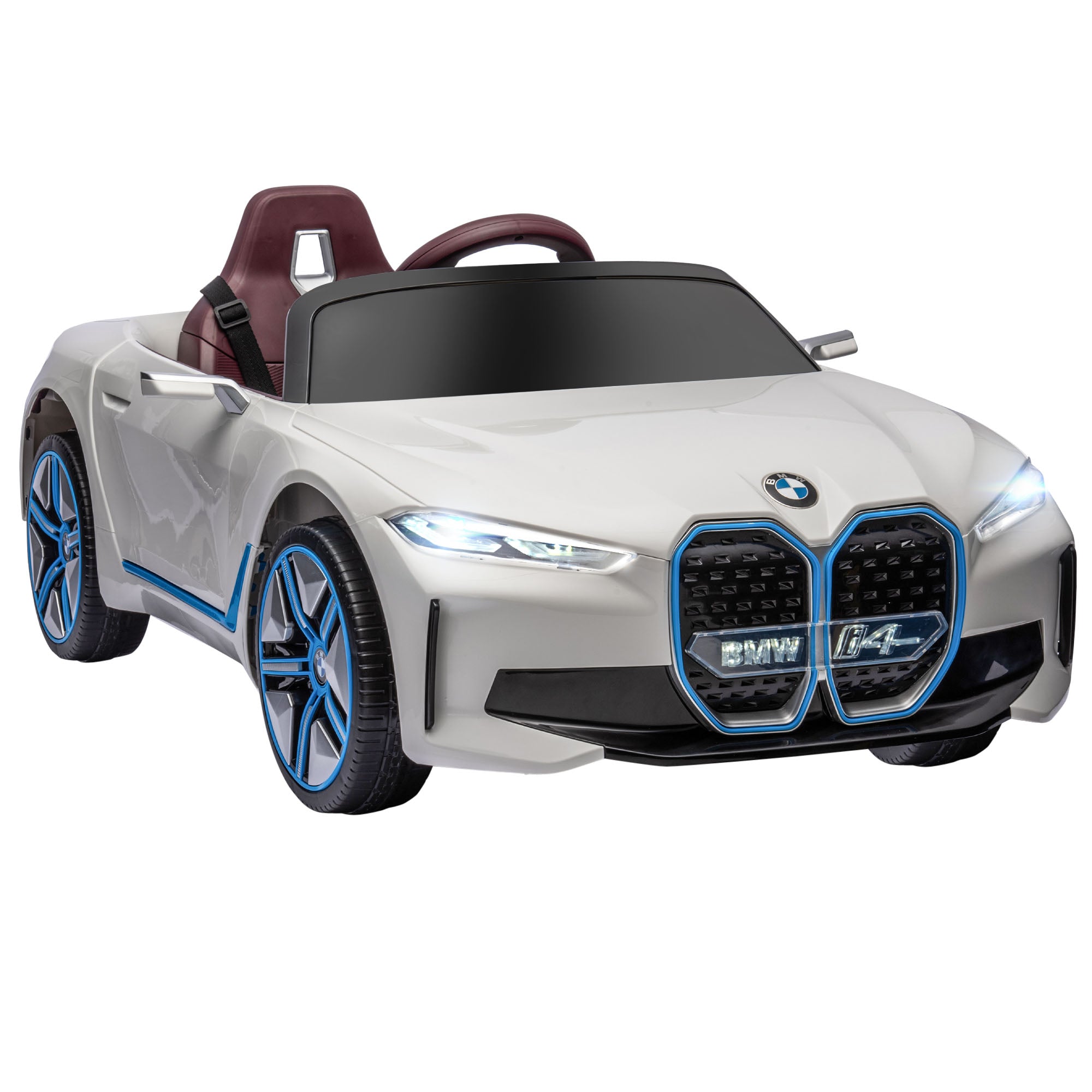 HOMCOM BMW i4 Licensed 12V Kids Electric Ride on Car w/ Remote Control, Powered Electric Car w/ Portable Battery, Music, for Kids Aged 3-6, White - anydaydirect