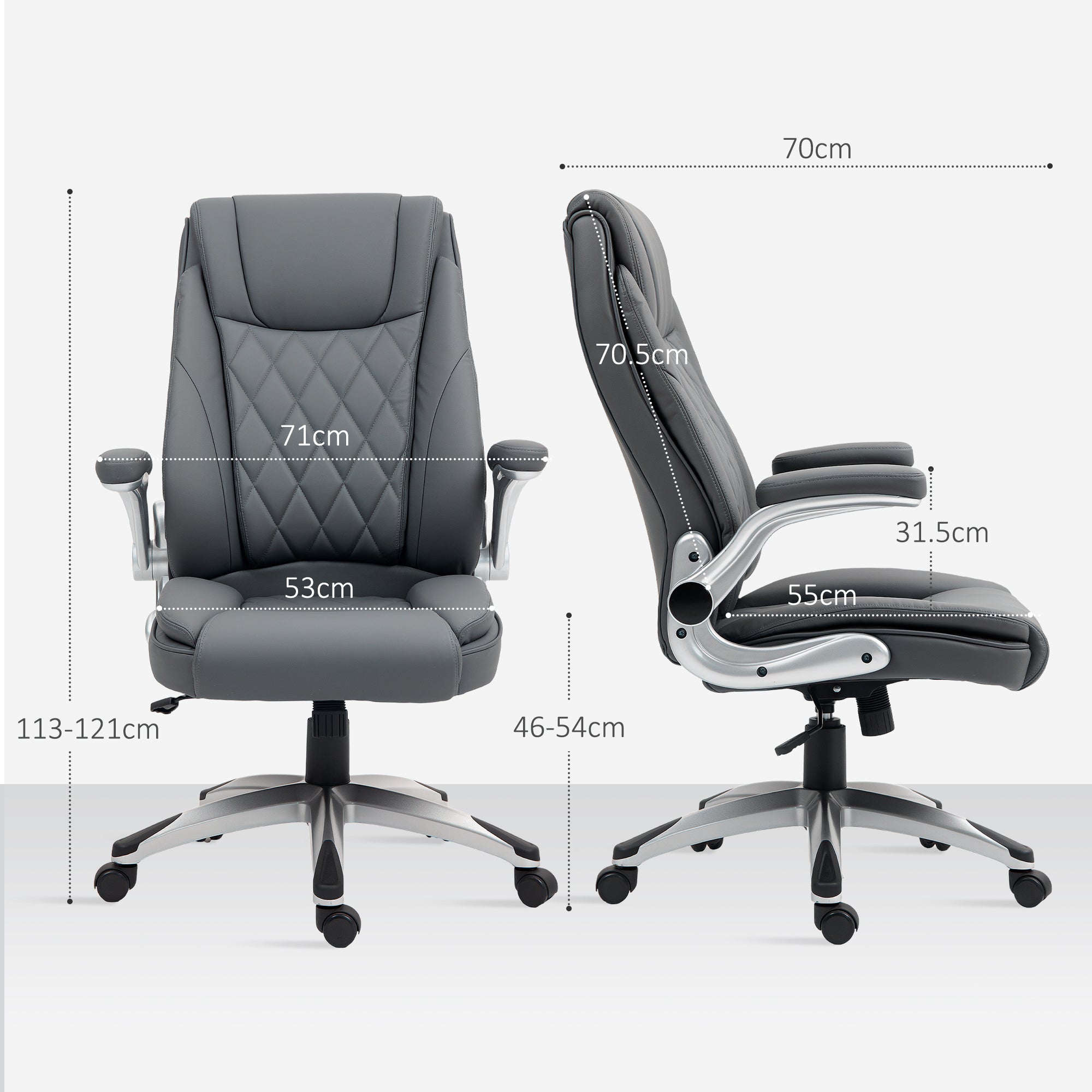 Vinsetto Faux Leather Executive Swivel Office Chair - Dark Grey - anydaydirect