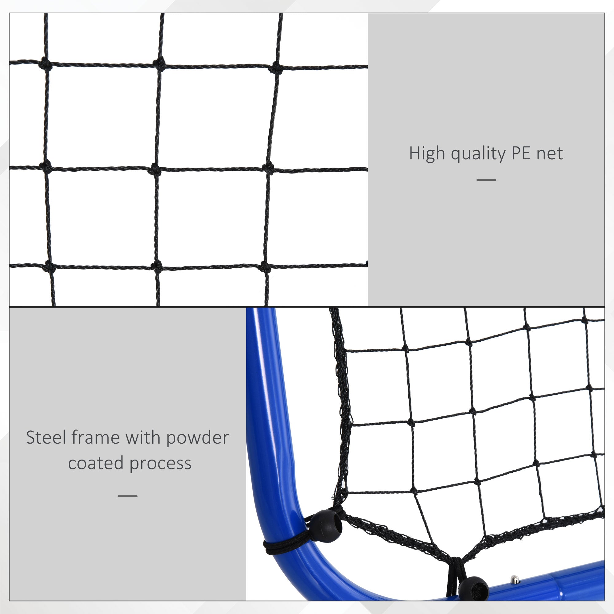 HOMCOM Double Sided Football Rebounder Net, Football Rebound Goal with Five Adjustable Angles, Blue - anydaydirect