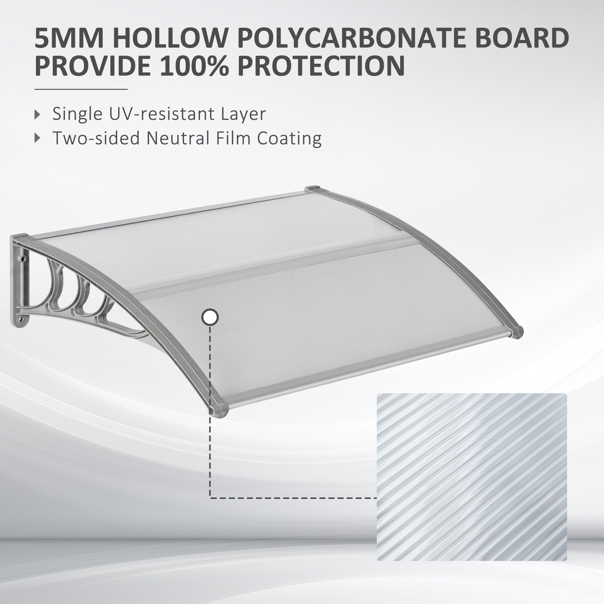Outsunny Door Canopy Awning Outdoor Window Rain Shelter Cover for Front/Back Door Porch Clear 100 x 75cm - anydaydirect