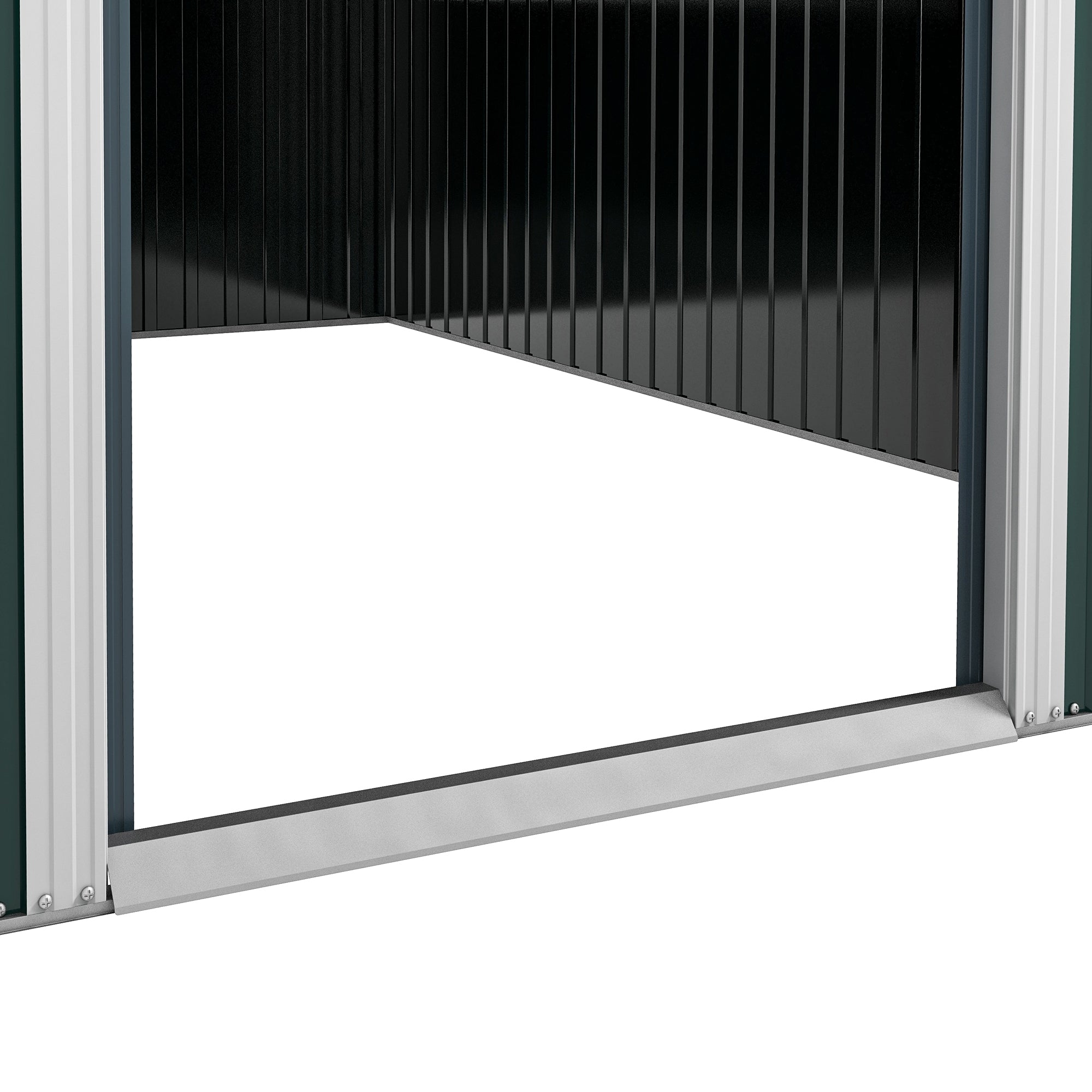 Outsunny Garden Metal Storage Shed Outdoor Metal Tool House with Double Sliding Doors and 2 Air Vents, 11.3x9.2ft, Green - anydaydirect