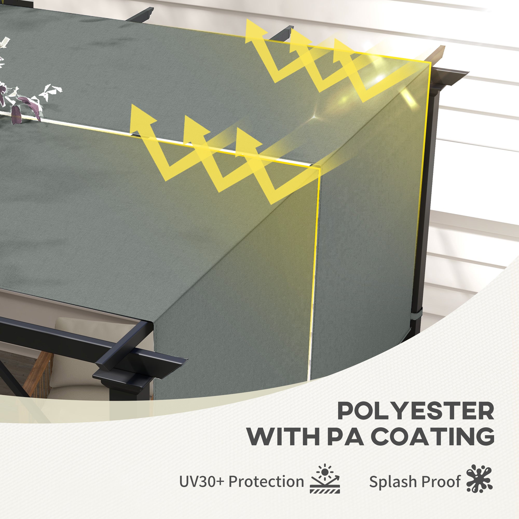 Outsunny 2 Pcs UV Protection Pergola Replacement Canopy, Pergola Shade Cover, Easy to Install, for 3 x 3(m) Pergola, Dark Grey - anydaydirect