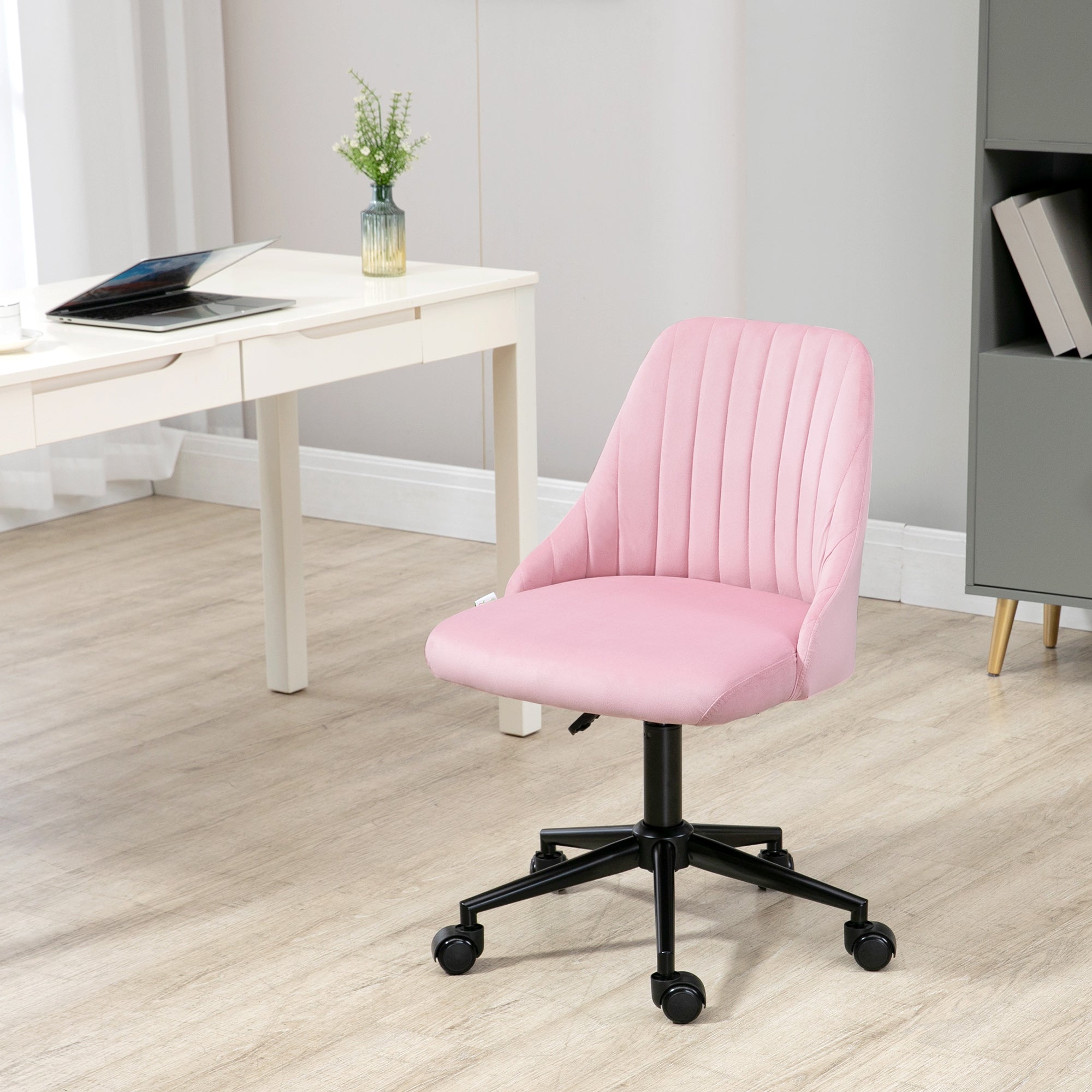 Vinsetto Velvet-Feel Armless Office Chair - Pink - anydaydirect