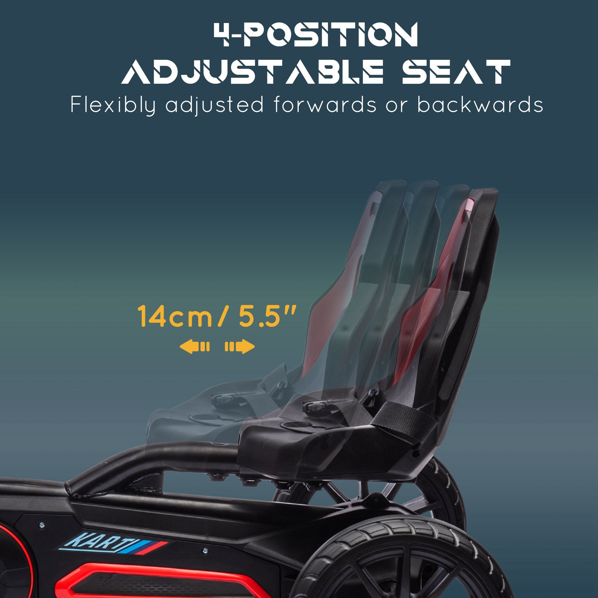 HOMCOM Children Pedal Go Kart, Kids Ride on Racer w/ Adjustable Seat, Shock Absorption EVA Tyres, Handbrake, for Kids Aged 3-8, Red - anydaydirect