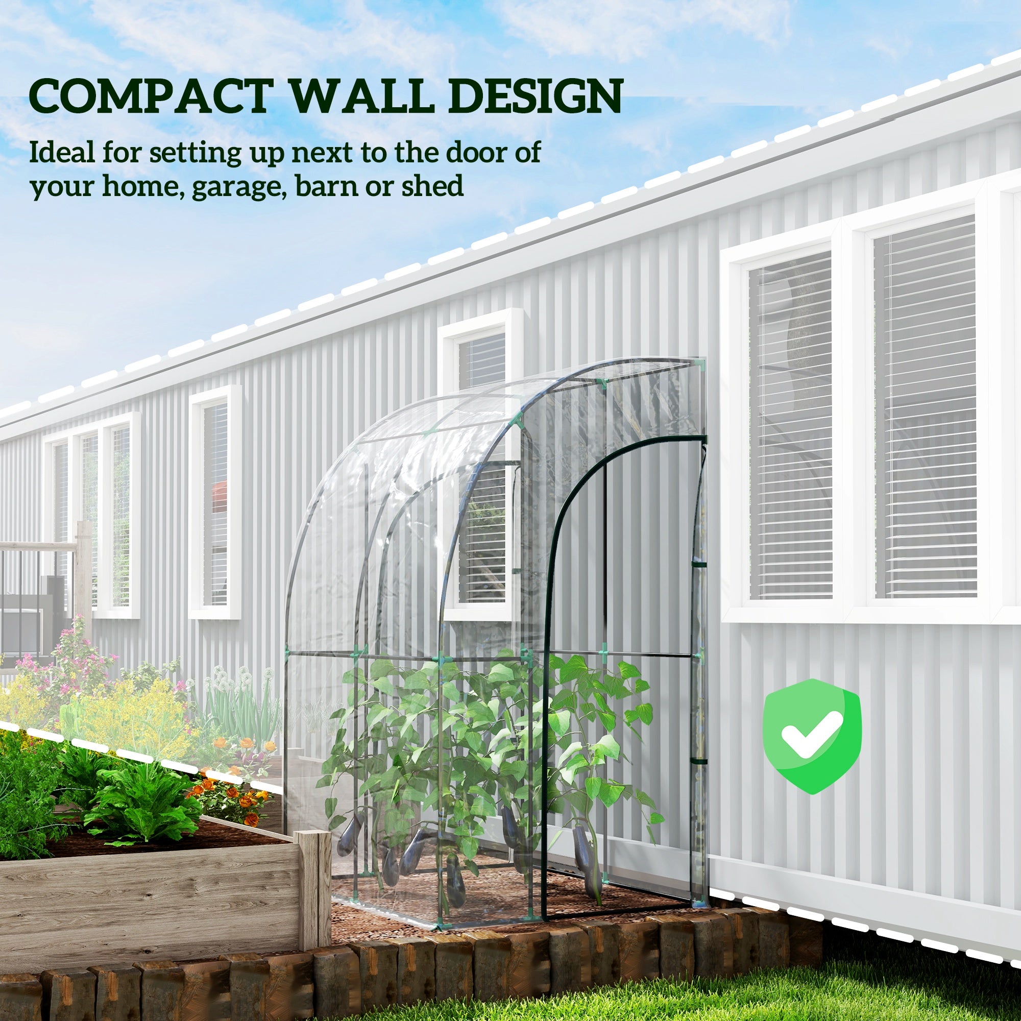 Outsunny 143cm x 118cm Walk-In Lean To Greenhouse, with Accessories - anydaydirect