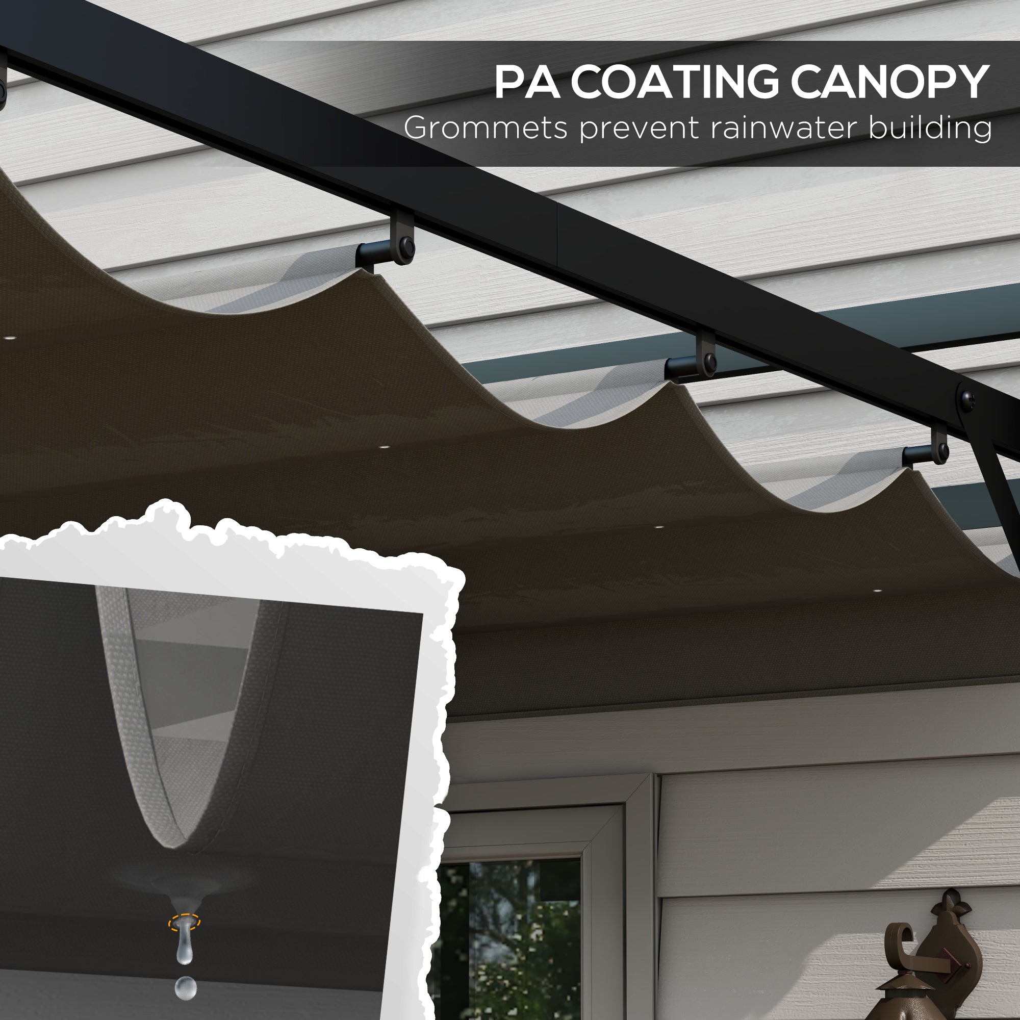 Outsunny 3 x 4m Retractable Pergola, Garden Gazebo Shelter with Aluminium Frame, for Grill, Patio, Deck, Dark Grey - anydaydirect