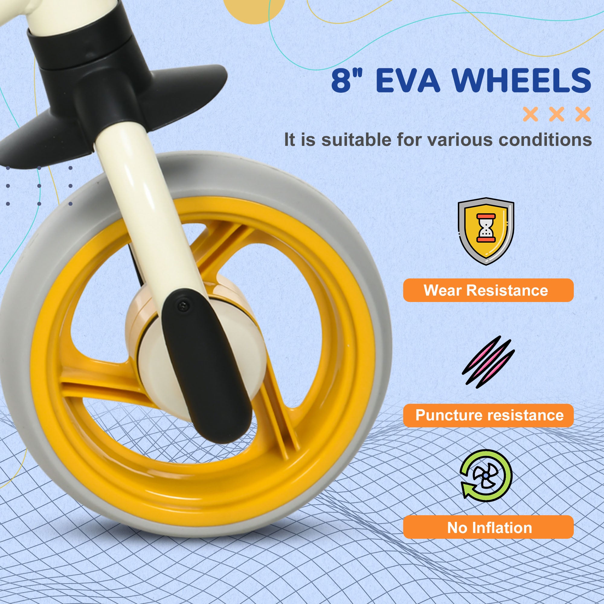 AIYAPLAY 8" Balance Bike, Lightweight Training Bike for Children, with Adjustable Seat, EVA Wheels, Easy installation - Orange - anydaydirect
