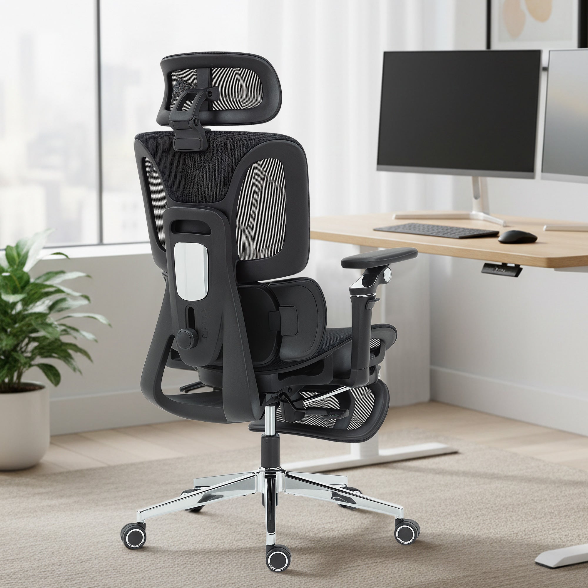 HOMCOM Ergonomic Office Chair Special, High Back Mesh Desk Chair, Black - anydaydirect