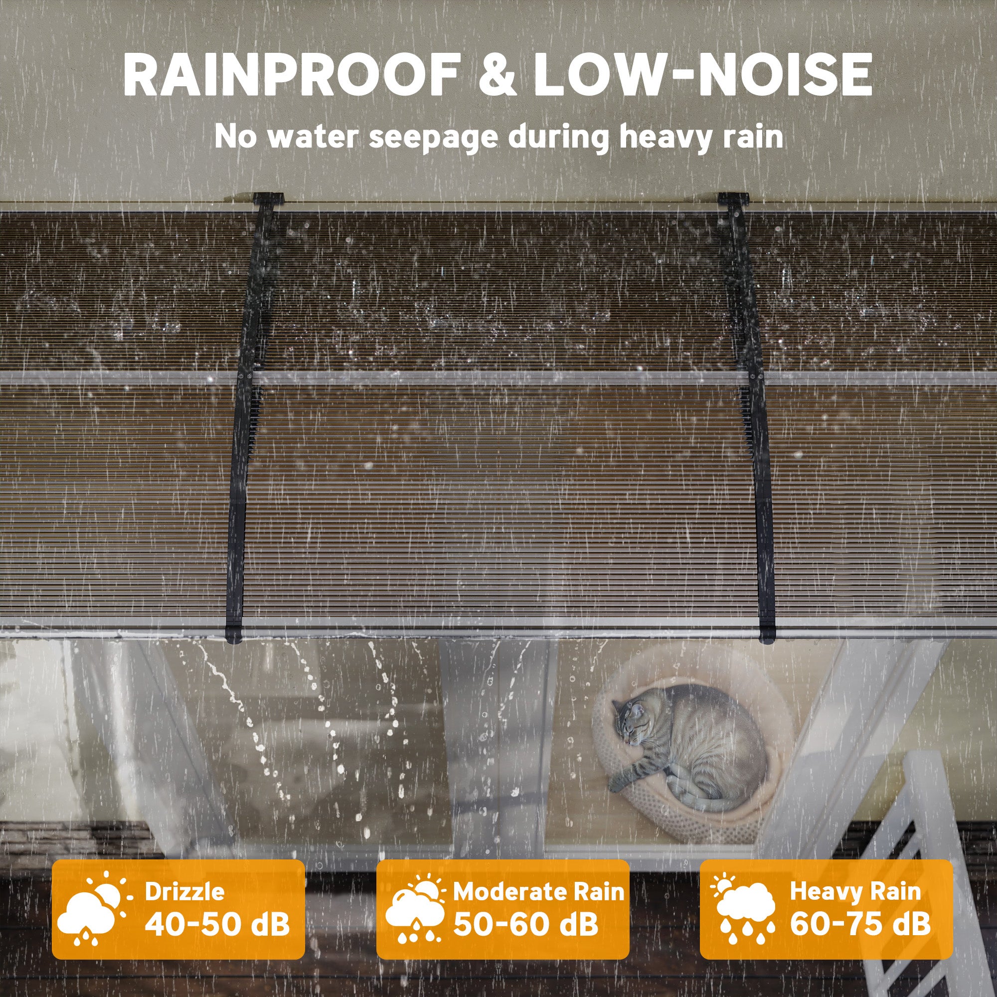Outsunny Front Door Canopy, Outdoor Awning, Rain Shelter, 303 x 96cm , Brown - anydaydirect