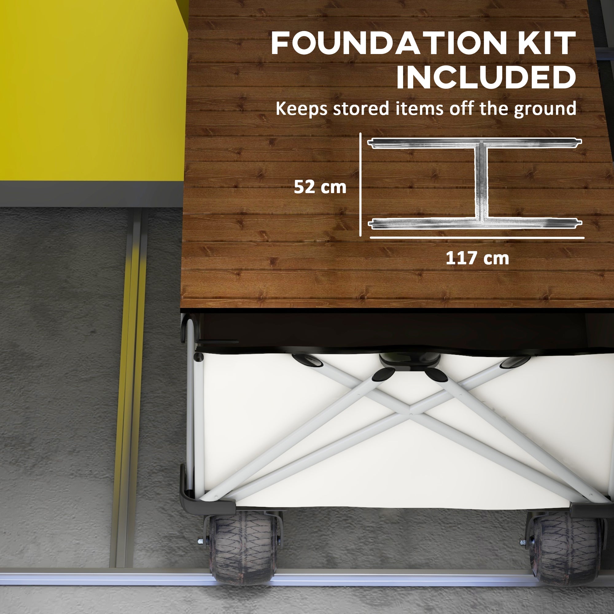 Outsunny 4 x 3ft Garden Shed with Foundation Kit, Polypropylene Outdoor Storage Tool House with Ventilation Slots and Lockable Door, Grey - anydaydirect