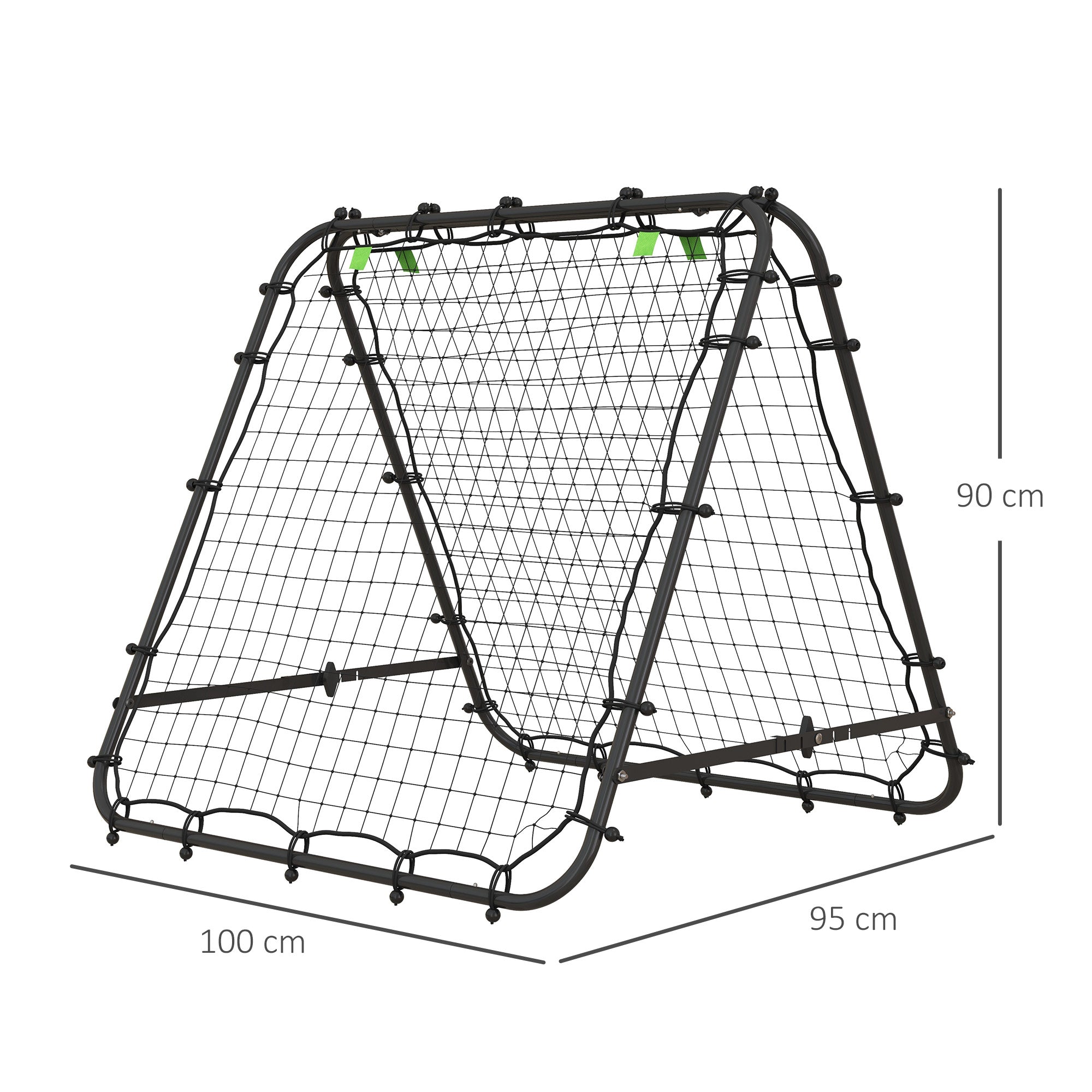 HOMCOM Double Sided Football Rebounder Net, Football Rebound Goal with Five Adjustable Angles, Black - anydaydirect