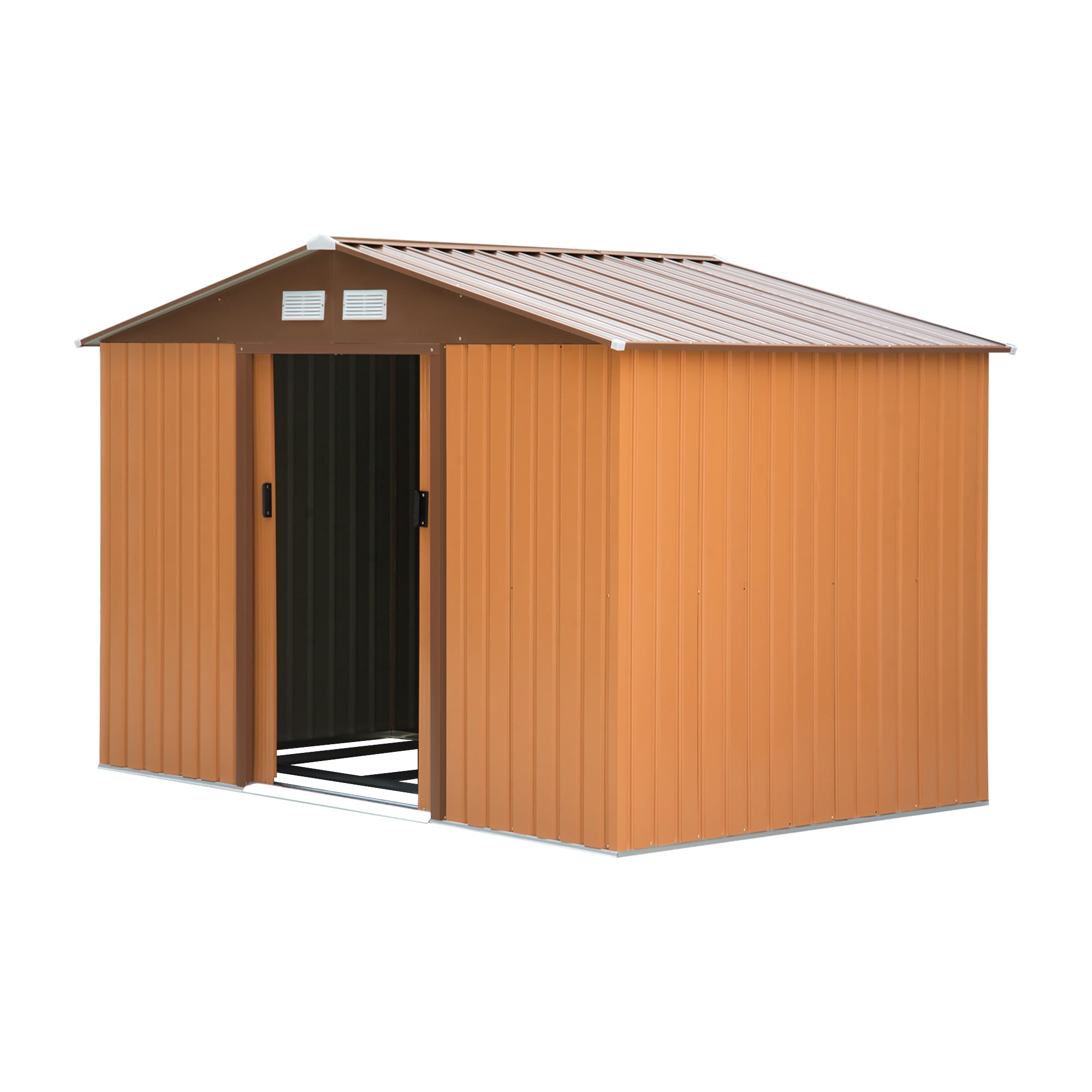 Outsunny 9 x 6FT Garden Metal Storage Shed Outdoor Storage Shed with Foundation Ventilation & Doors, Yellow - anydaydirect