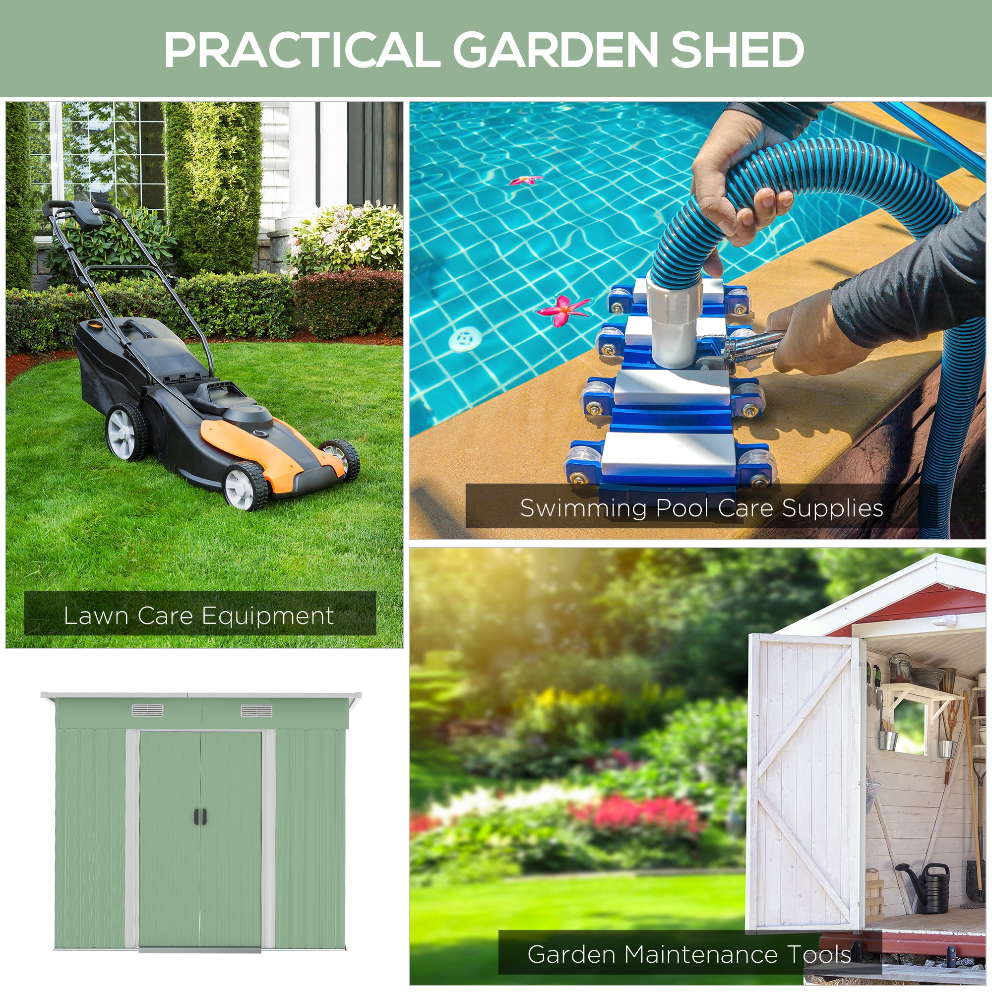 Outsunny 6.8 x 4.3ft Outdoor Garden Storage Shed, Tool Storage Box for Backyard, Patio and Lawn, Light Green - anydaydirect
