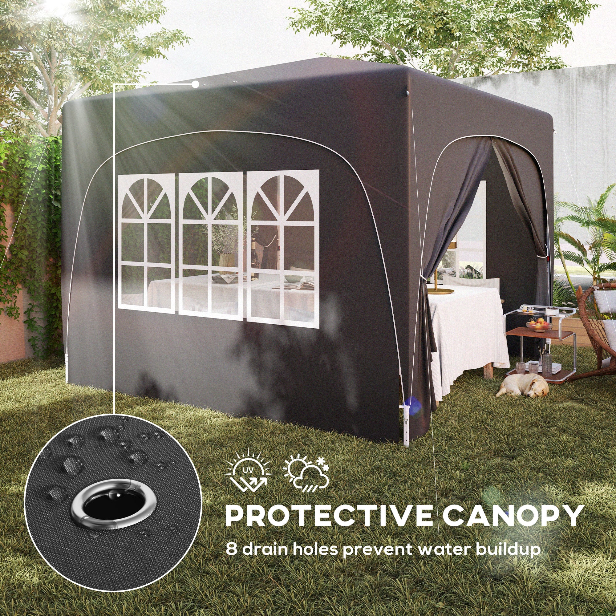 Outsunny 3 x 3m Pop-Up Gazebo Shelter, with Accessories - Black - anydaydirect