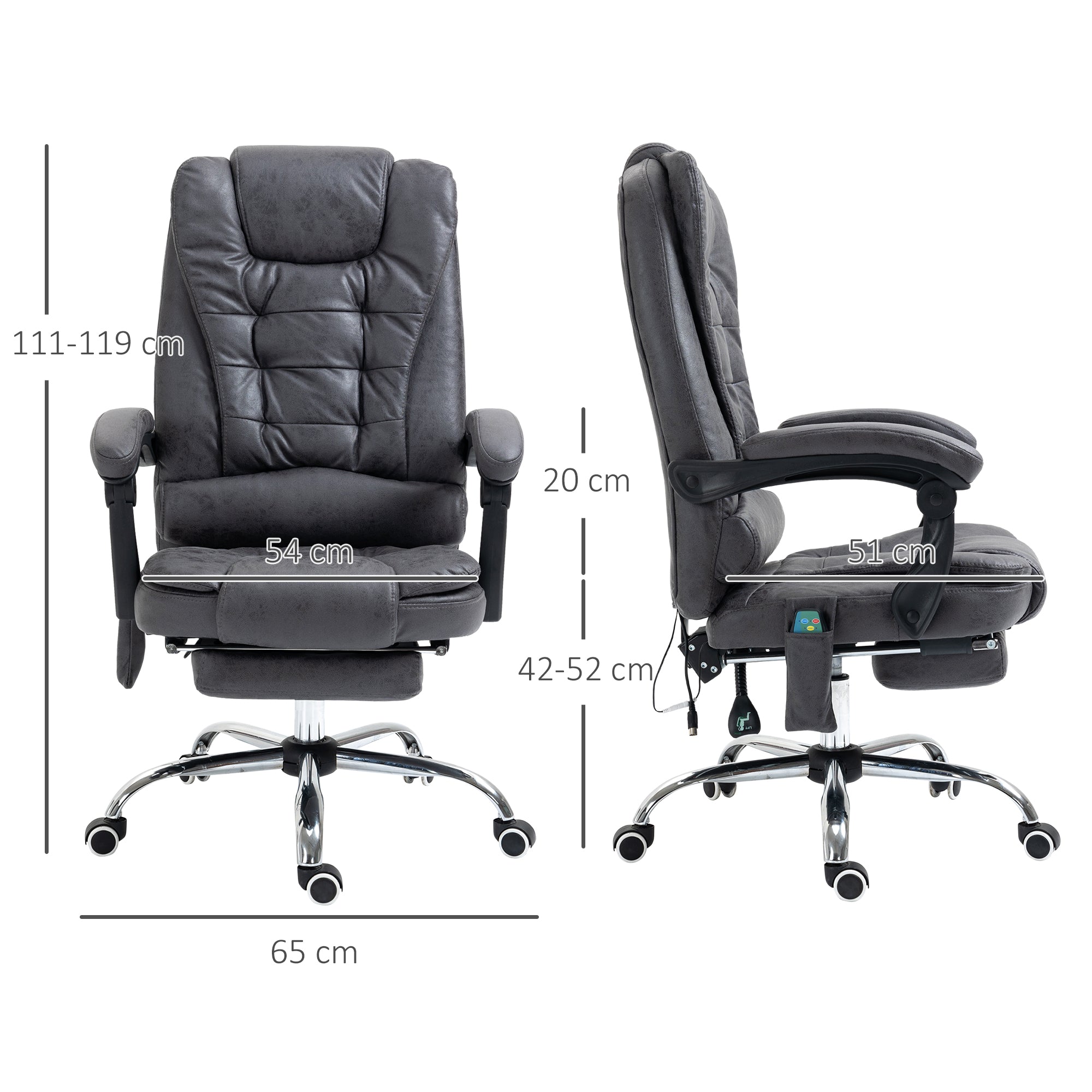 Vinsetto Heated 6 Points Vibration Massage Executive Office Chair Adjustable Swivel Ergonomic High Back Desk Chair Recliner with Footrest Dark Grey - anydaydirect