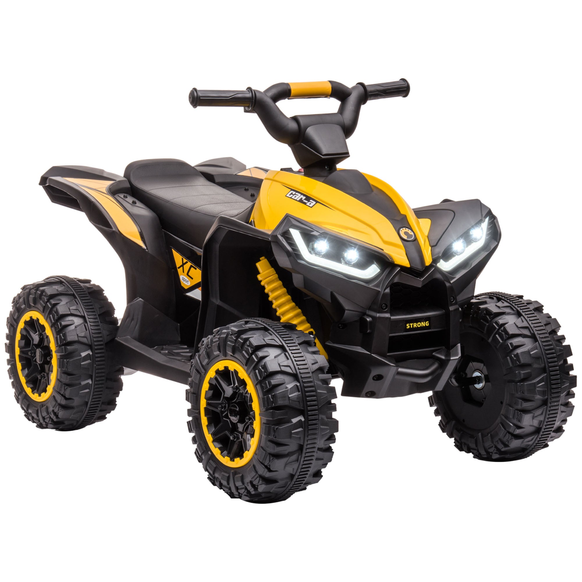 HOMCOM Kids' 12V Electric Quad Bike: Ride-On ATV with Forward/Reverse, Speed Control, Suspension, Horn & Music, Yellow - anydaydirect
