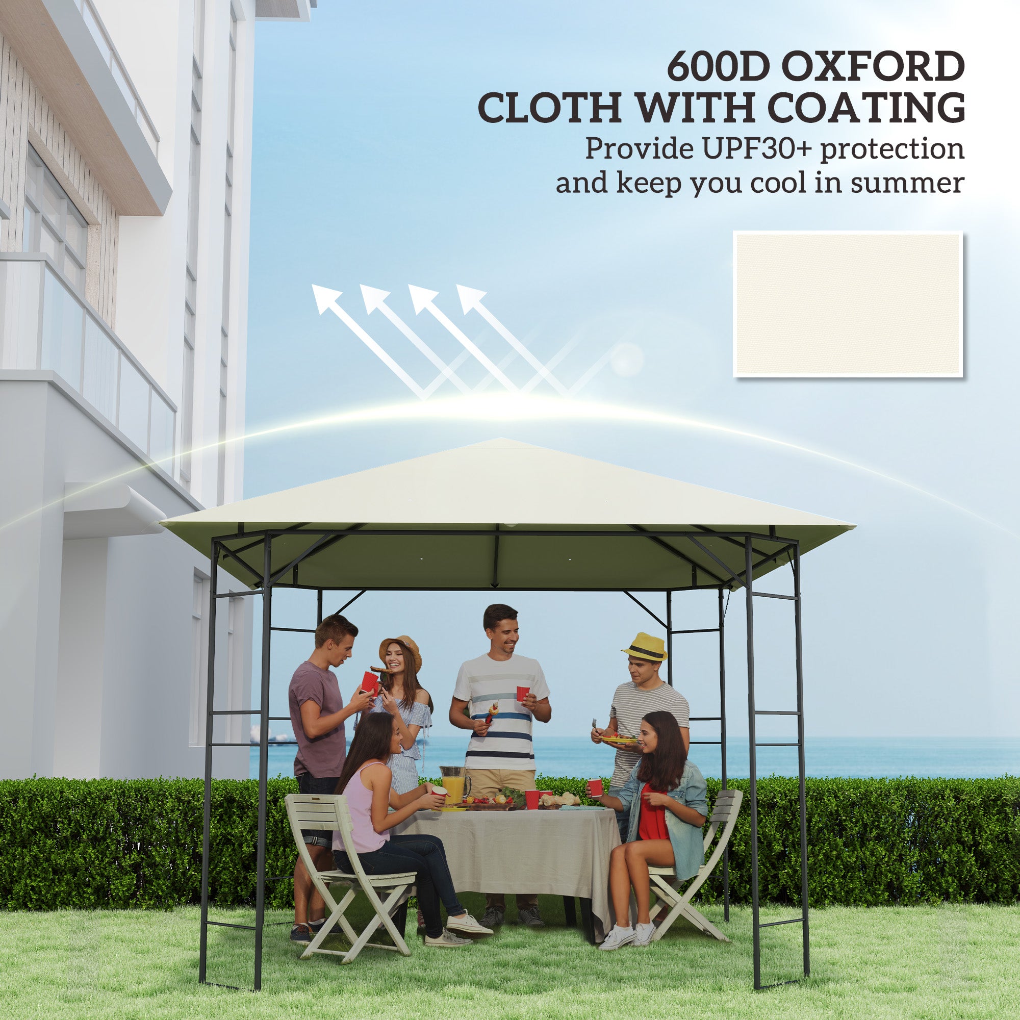 Outsunny 3 x 3(m) Gazebo Canopy Replacement, for 01-0867 - Cream - anydaydirect