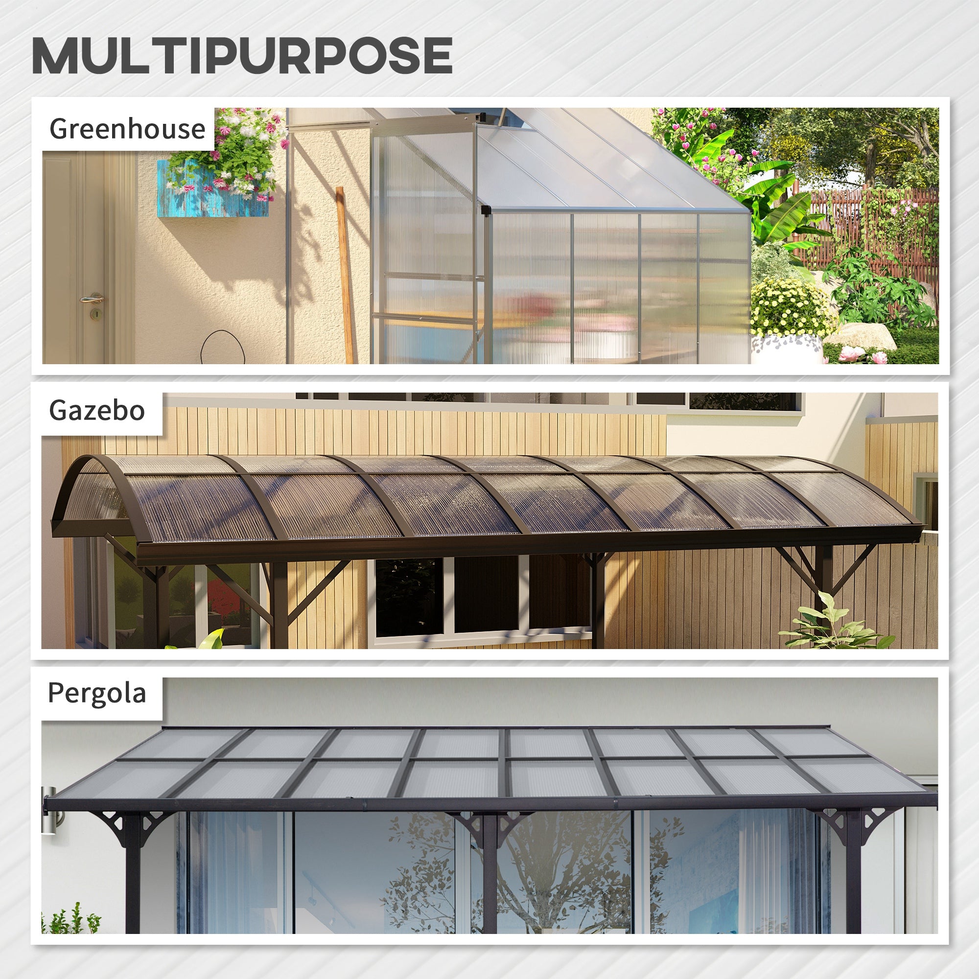 Outsunny 14 Pieces Polycarbonate Sheets, 121 x 61 x 0.4cm Twin-Wall Plastic Roofing Sheets, 10m² Replacement Greenhouse Panels, Waterproof and UV Protection, Clear - anydaydirect