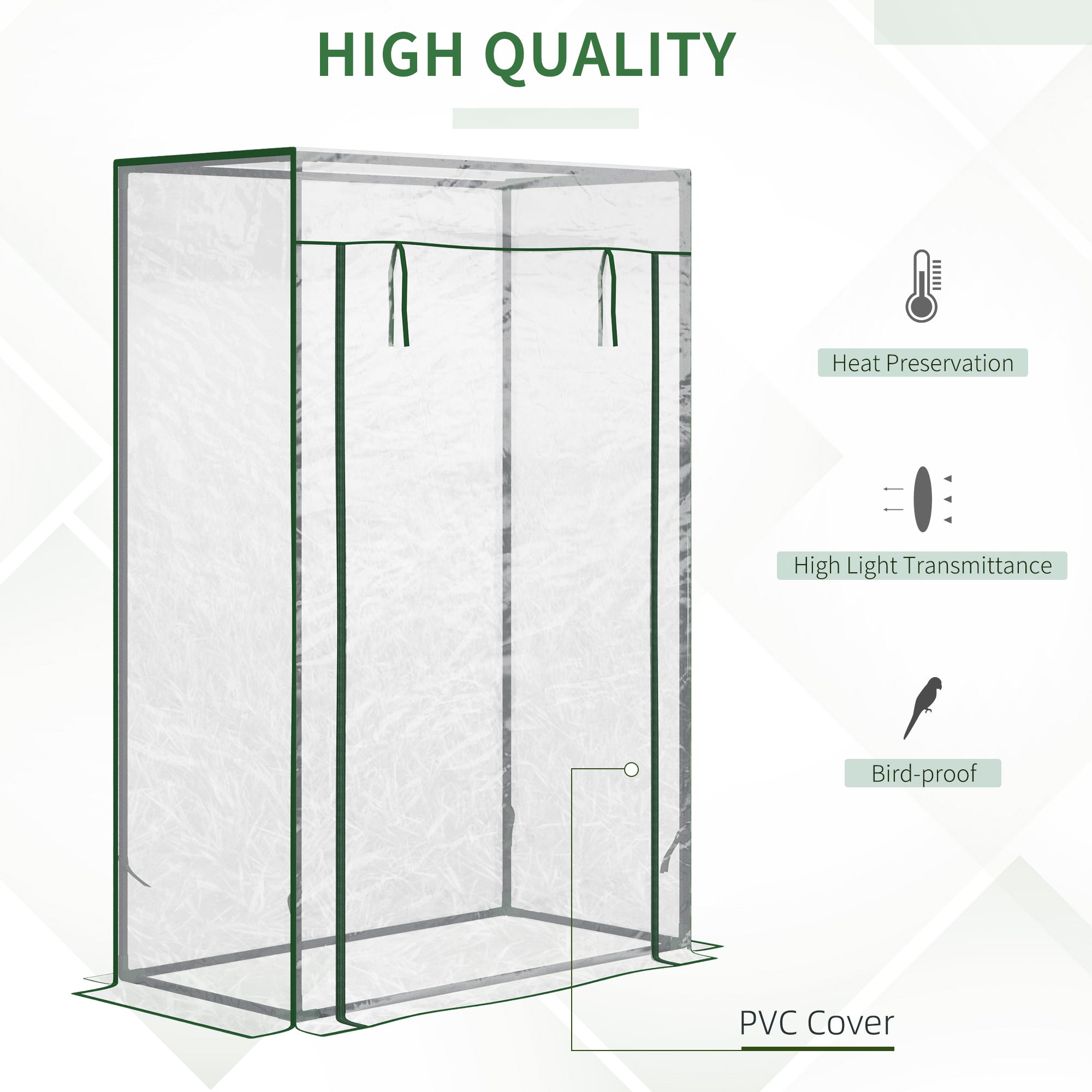 Outsunny 100 x 50 x 150cm Greenhouse Steel Frame PVC Cover with Roll-up Door Outdoor for Backyard, Balcony, Garden, Transparent - anydaydirect