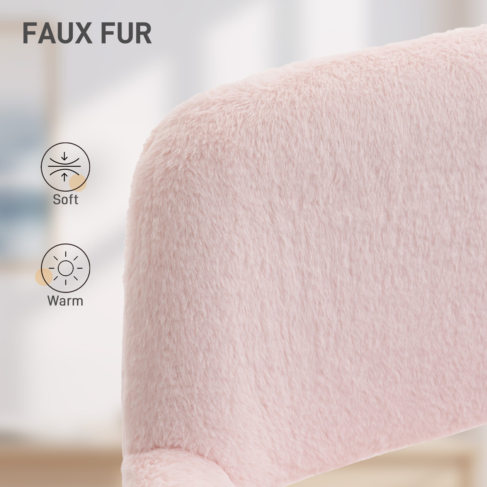 HOMCOM Faux Fur Rabbit Chair - Light Pink - anydaydirect