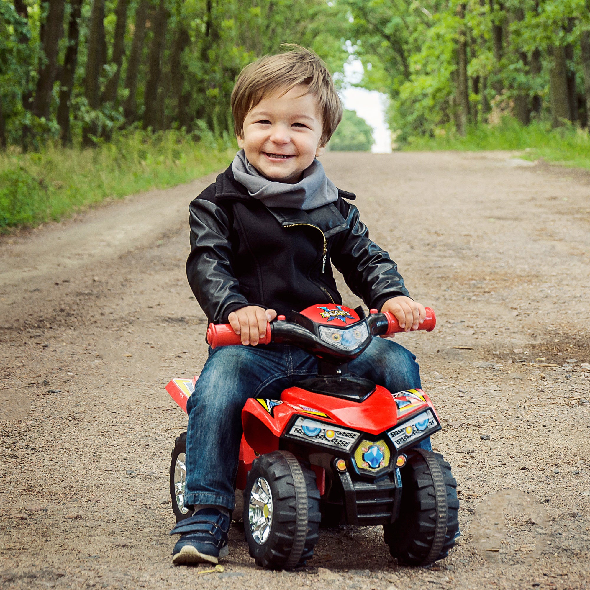 HOMCOM Kids Ride On Quad Bike, 60Lx38Wx42H cm-Red - anydaydirect