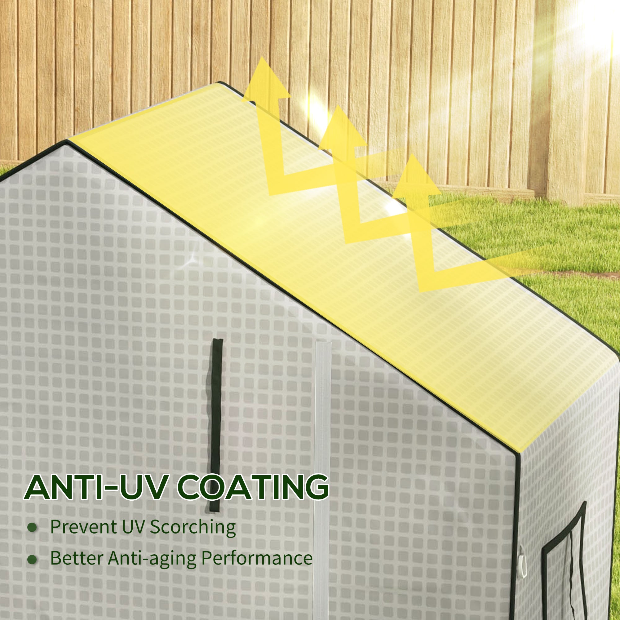 Outsunny Greenhouse Cover Replacement Walk-in PE Hot House Cover with Roll-up Door and Windows, 140 x 73 x 190cm, White - anydaydirect