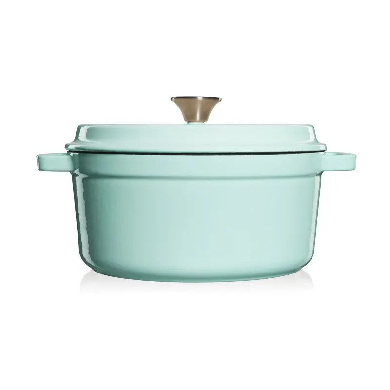 Grandfeu Enamelled Cast Iron Pot in Light Blue, 4.7l. With Lid - anydaydirect