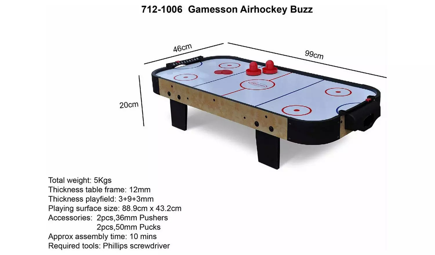 Gamesson Airhockey Buzz Table - anydaydirect