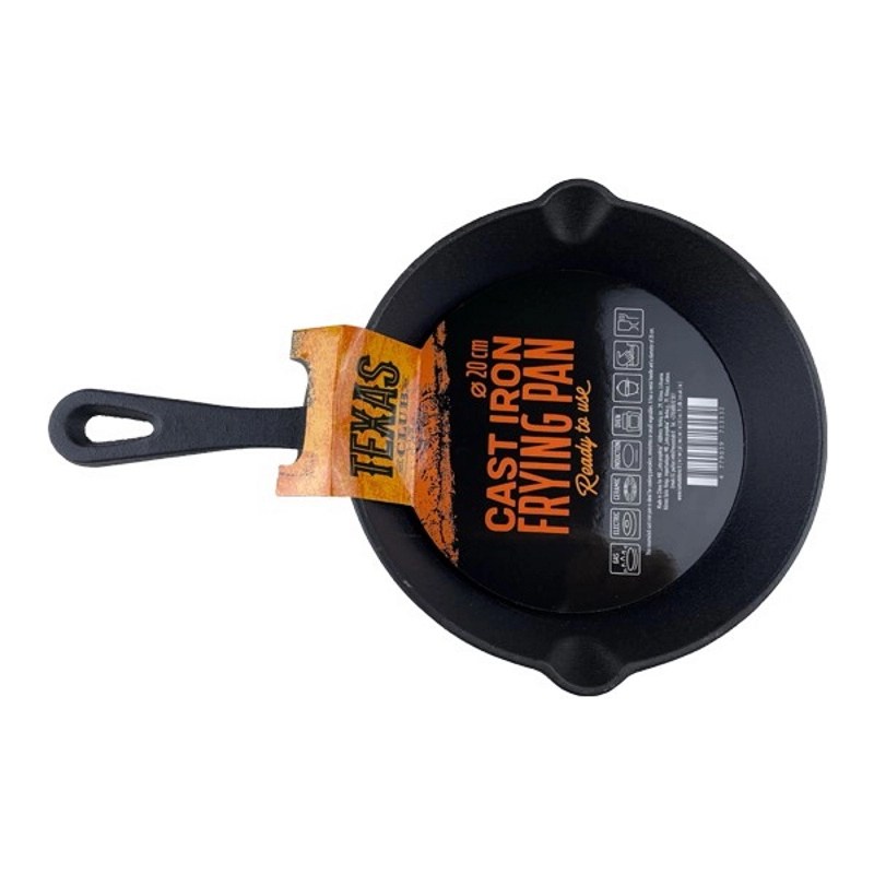 Texas CLub Cast iron frying pan, Ø 20cm. - anydaydirect