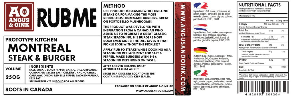Angus & Oink Montreal Steak Burger Seasoning, 250g. - anydaydirect