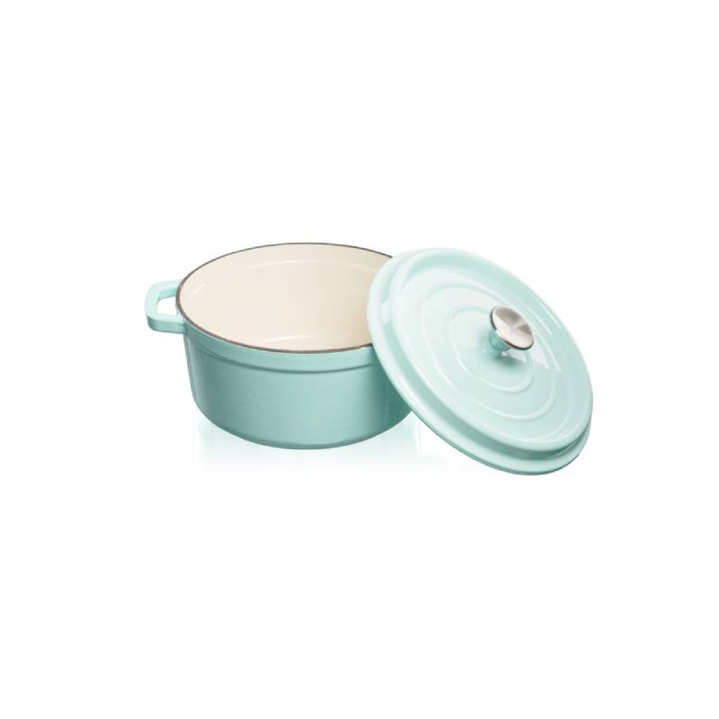 Grandfeu Enamelled Cast Iron Pot in Light Blue, 3.5l. With Lid - anydaydirect