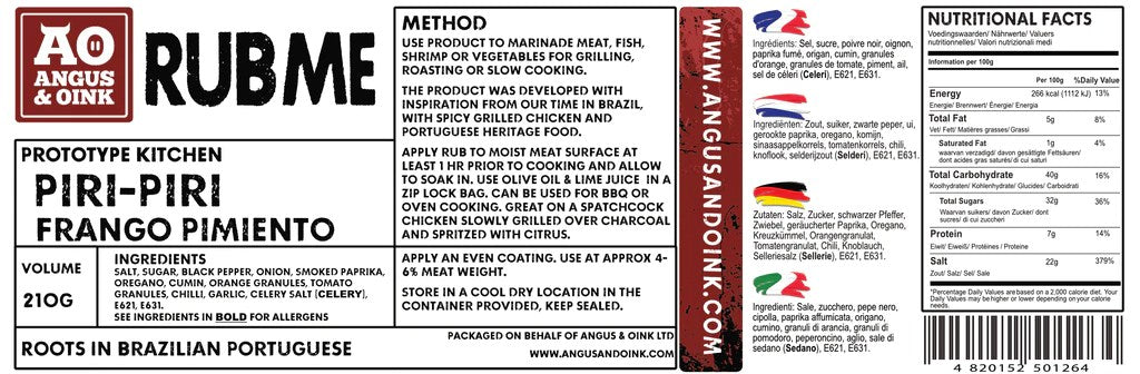 Angus & Oink Piri Piri Seasoning, 220g. - anydaydirect
