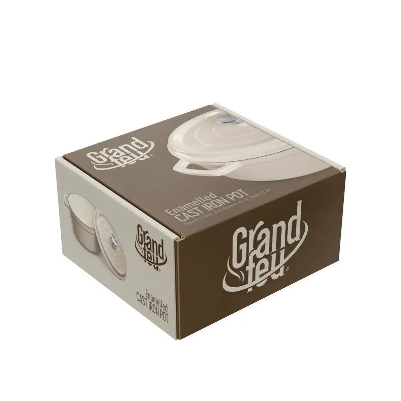 Grandfeu Enamelled Cast Iron Pot in White, 4.7l. With Lid - anydaydirect