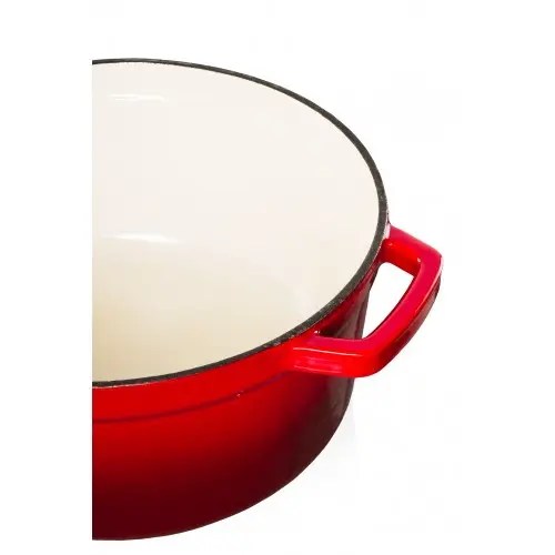 Grandfeu Enamelled Cast Iron Pot in Red, 4.7l. With Lid - anydaydirect