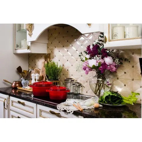 Grandfeu Enamelled Cast Iron Pot in Red, 4.7l. With Lid - anydaydirect