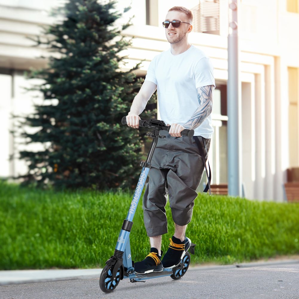 Folding Kick Scooter, Adjustable w/ Dual Shock Absorber for 14+, Blue HOMCOM - anydaydirect