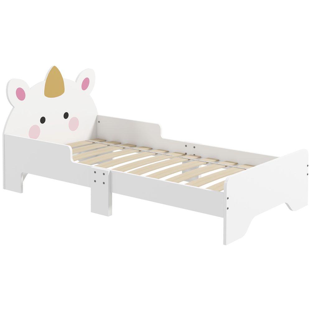 ZONEKIZ Unicorn-Designed Toddler Bed, Kids Bedroom Furniture - White - anydaydirect