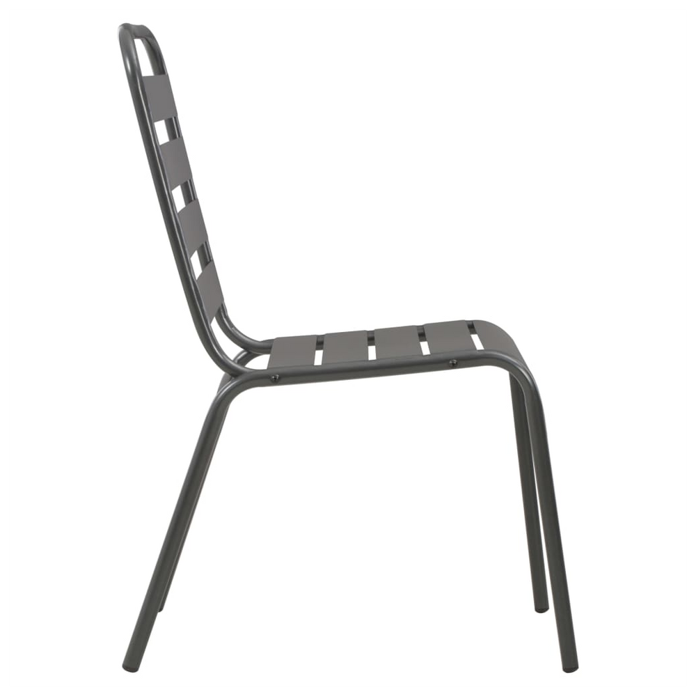 Stackable Outdoor Chairs 2 pcs Steel Grey - anydaydirect