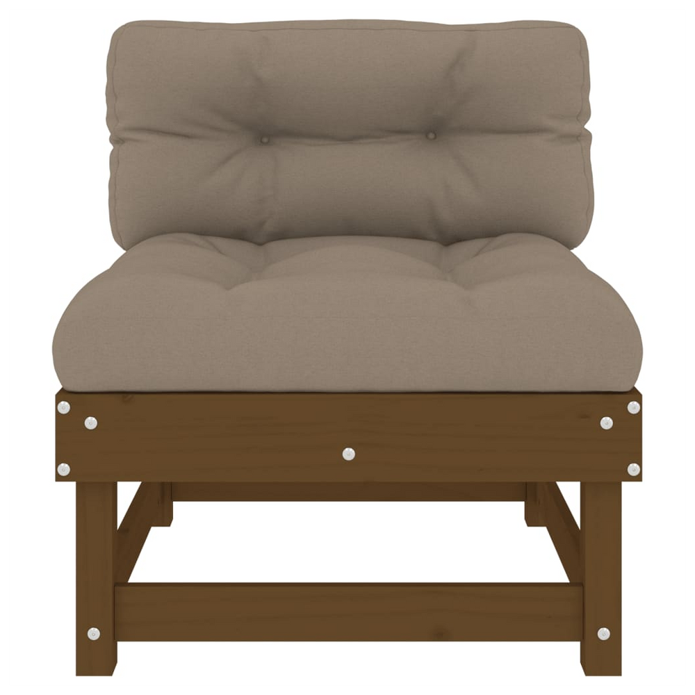 vidaXL Middle Sofa with Cushions Honey Brown Solid Wood Pine - anydaydirect