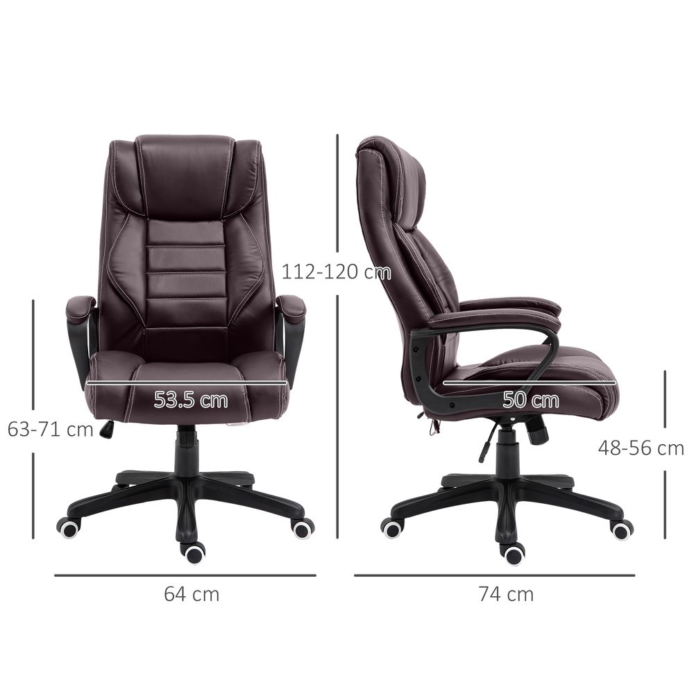 High Back 6 Points Vibration Massage Executive Office Chair, Brown Vinsetto - anydaydirect