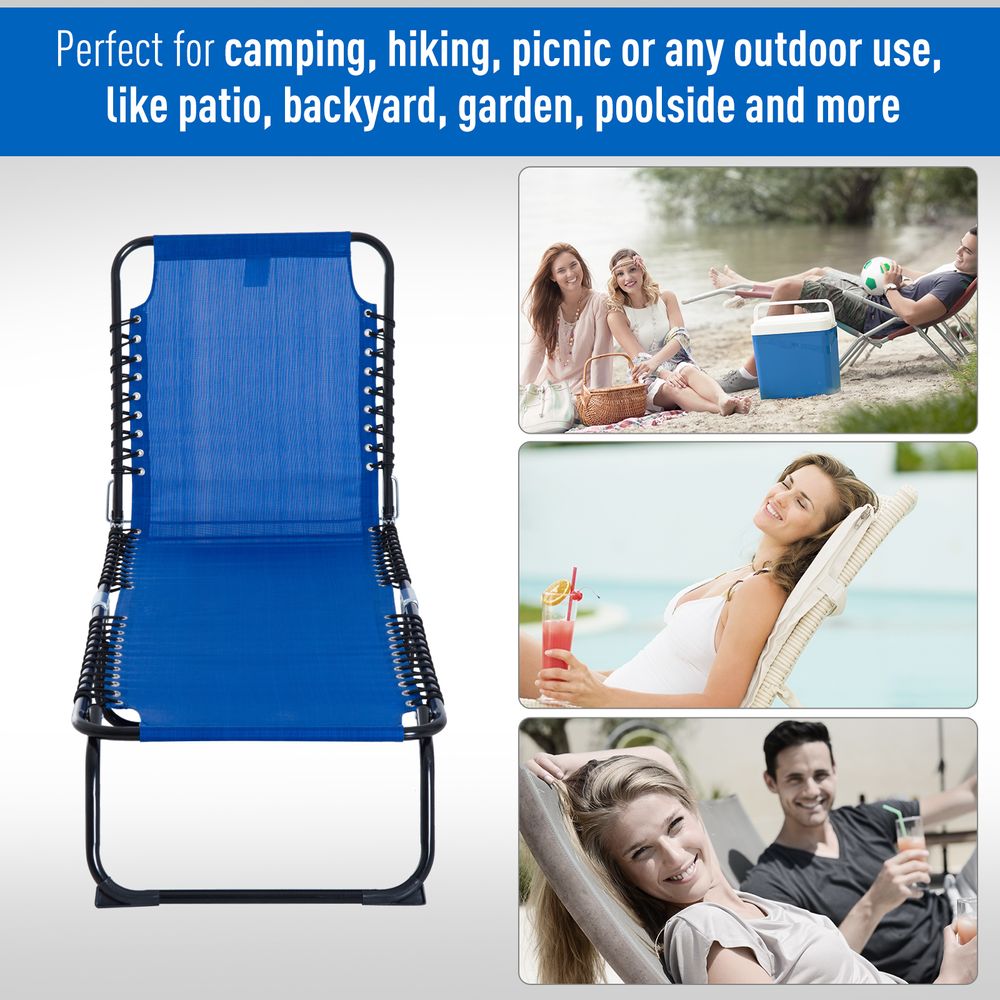 Outsunny Folding Sun Lounger, 3 Positions-Blue - anydaydirect