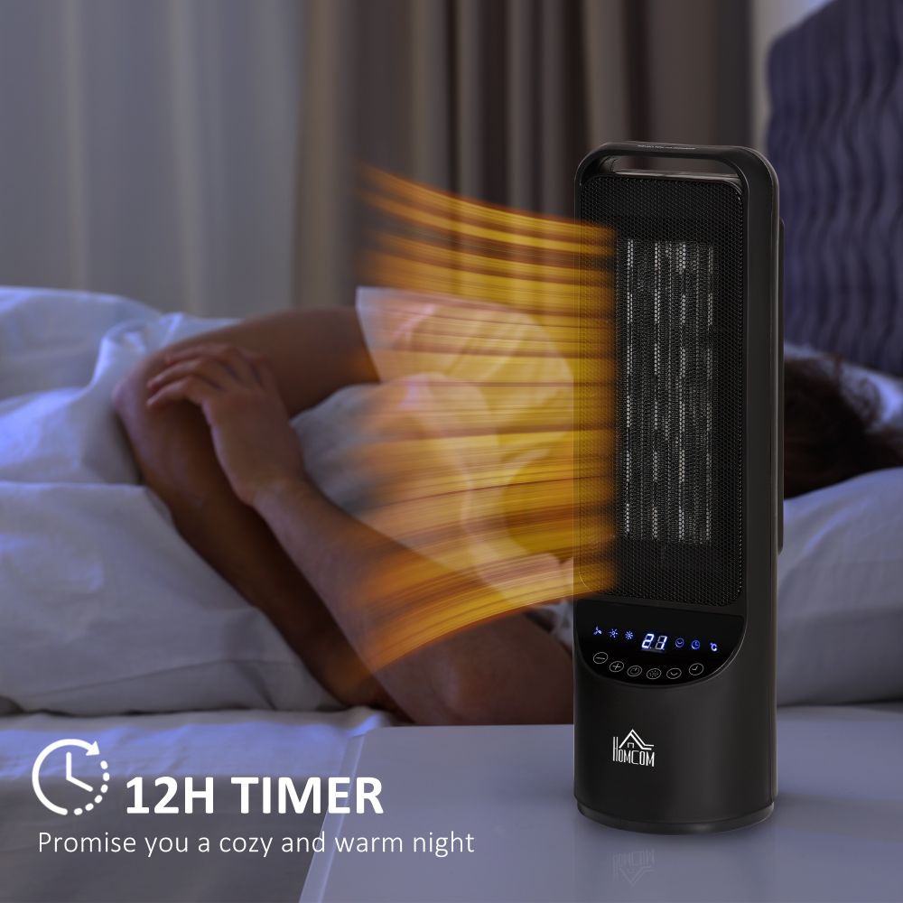 Ceramic Tower Indoor Space Heater with LED Display Oscillation Remote Control - anydaydirect