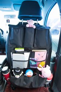1 & 2 Deluxe Multi Pocket Hanging Car Back Seat Pouch Storage Organiser - Black - anydaydirect
