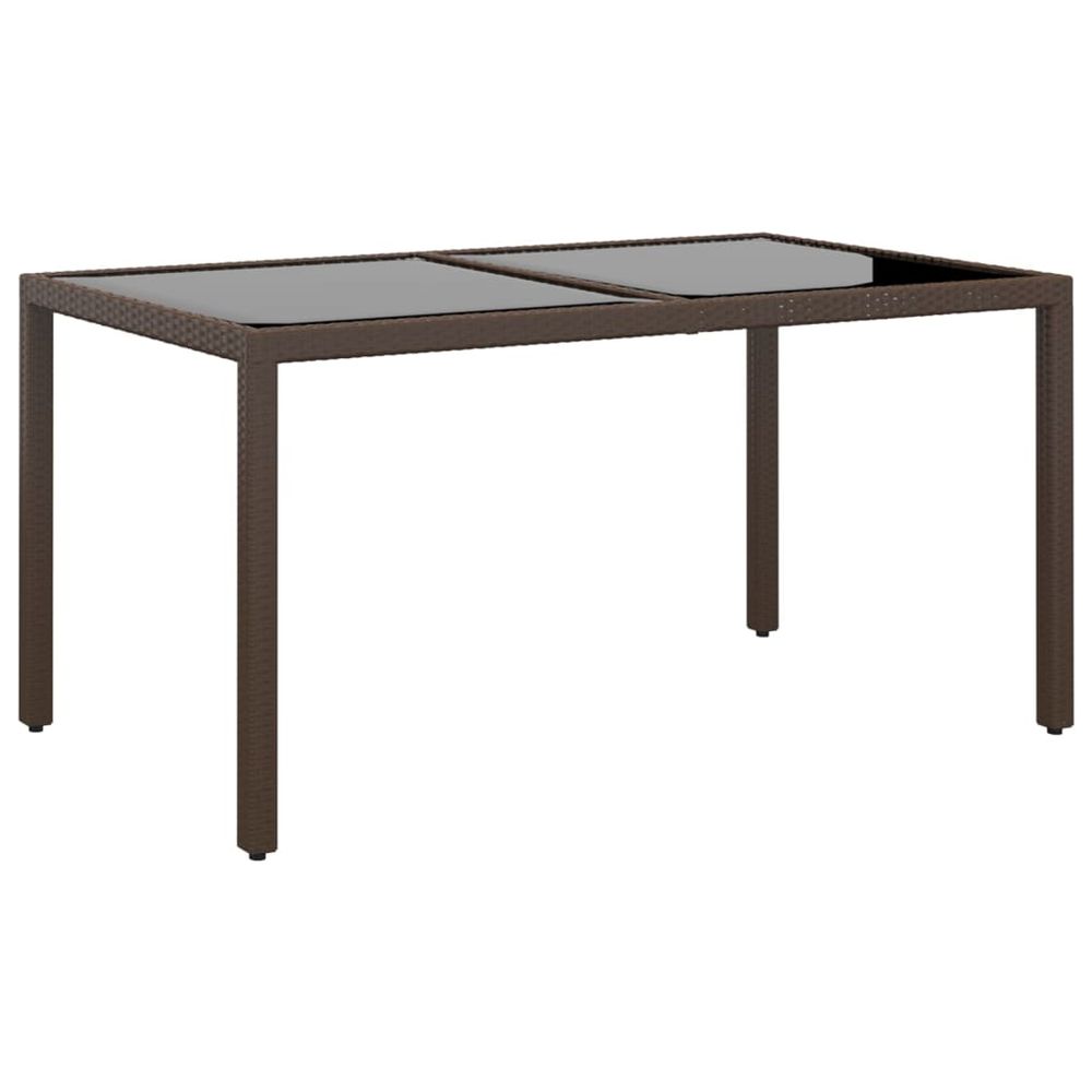 Garden Table 150x90x75 cm Tempered Glass and Poly Rattan Black - anydaydirect