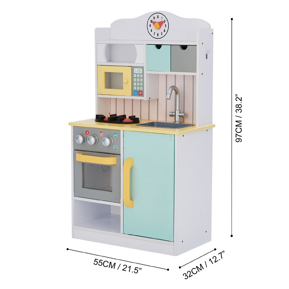 Wooden Kitchen Toy Kitchen With 5 Role Play Accessories TD-11708AR - anydaydirect